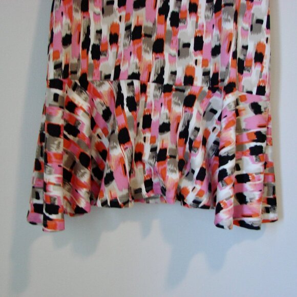 Femme Multicolour Midi Dress Short Sleeve Ruffle Hem Office Work Size Small - Picture 11 of 11